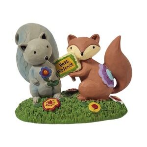 Blossom Bucket Sue Zipkin Fox Squirrel Best Friends Figurine 2014 Woodland 3in